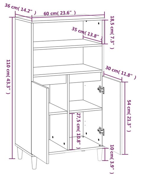 VidaXL Ντουλάπι Sonoma Δρυς 60 x 36 x 110 εκ. από Επεξεργασμένο Ξύλο