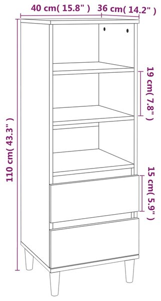 VidaXL Ντουλάπι Μαύρο 40 x 36 x 110 εκ. από Επεξεργασμένο Ξύλο