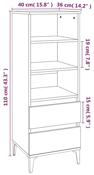 VidaXL Ντουλάπι Γκρι Sonoma 40x36x110 εκ. από Επεξεργασμένο Ξύλο