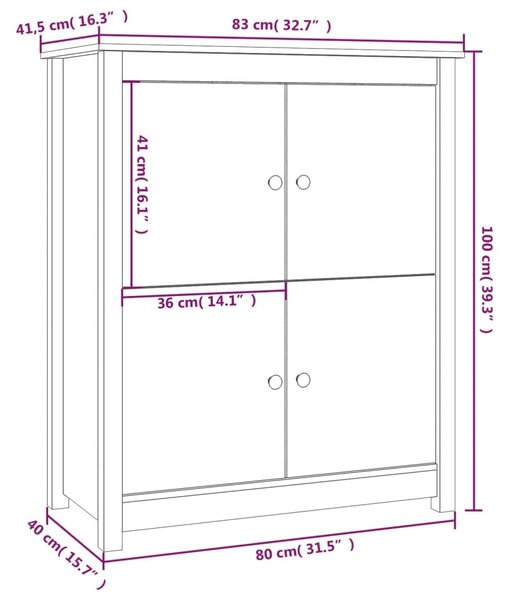 VidaXL Ντουλάπι Γκρι 83 x 41,5 x 100 εκ. από Μασίφ Ξύλο Πεύκου