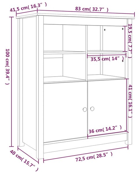 VidaXL Συρταριέρα 83 x 41,5 x 100 εκ. από Μασίφ Ξύλο Πεύκου