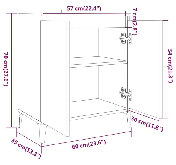 VidaXL Ντουλάπι Καφέ Δρυς 60 x 35 x 70 εκ. από Επεξεργασμένο Ξύλο