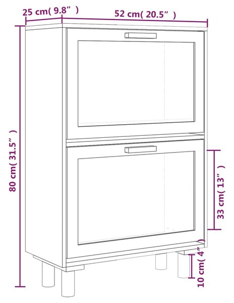 VidaXL Παπουτσοθήκη Λευκή 52x25x80 εκ Επεξεργασμένο Ξύλο&Φυσικό Ρατάν