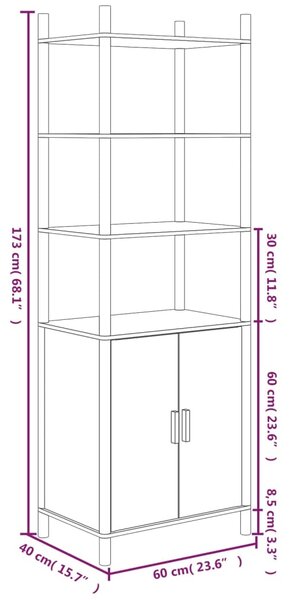 VidaXL Ντουλάπι Μαύρο 60 x 40 x 173 εκ. από Επεξεργασμένο Ξύλο