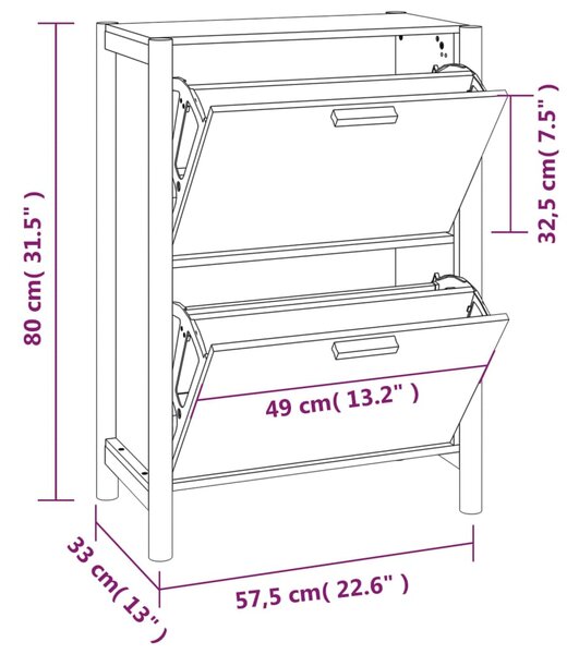 VidaXL Παπουτσοθήκη Μαύρη 57,5 x 33 x 80 εκ. από Επεξεργασμένο Ξύλο