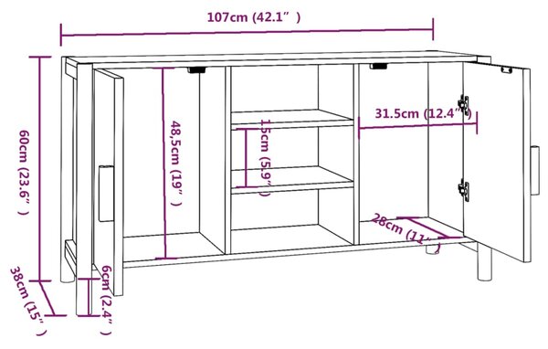 VidaXL Ντουλάπι 107 x 38 x 60 εκ. από Επεξεργασμένο Ξύλο