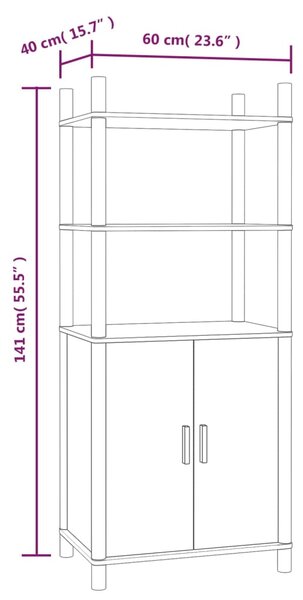 VidaXL Ντουλάπι Μαύρο 60 x 40 x 141 εκ. από Επεξεργασμένο Ξύλο