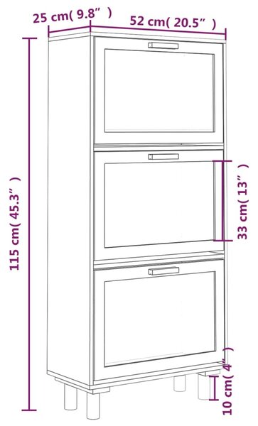 VidaXL Παπουτσοθήκη Λευκή 52x25x115 εκ Επεξεργασμένο Ξύλο&Φυσικό Ρατάν