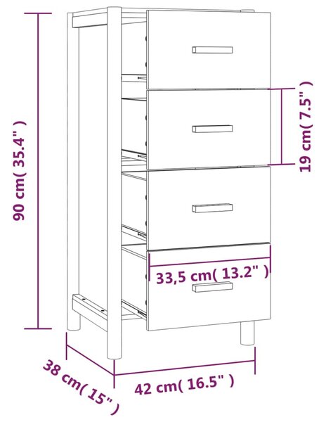 VidaXL Συρταριέρα 42 x 38 x 90 εκ. από Επεξεργασμένο Ξύλο