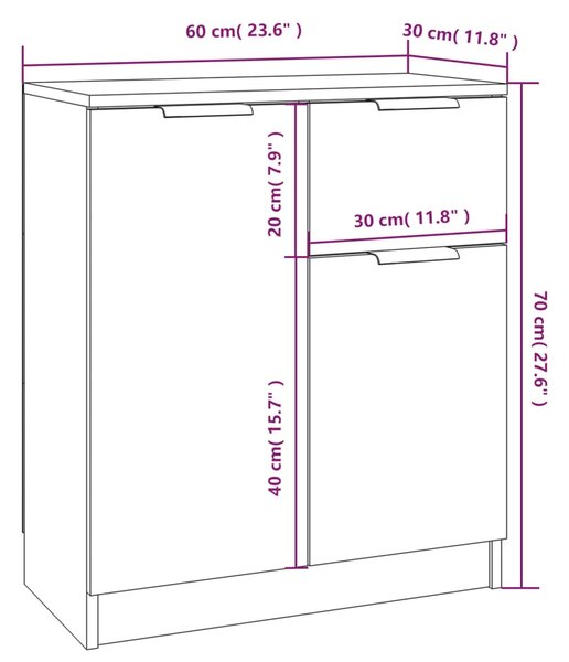 VidaXL Ντουλάπια 2 τεμ. άσπρο 60x30x70 εκ. Επεξεργασμένο Ξύλο