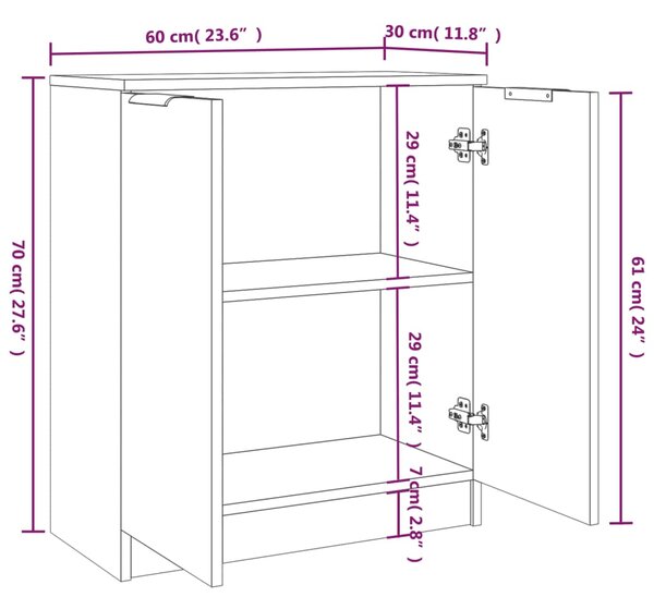 VidaXL Ντουλάπι 2 τεμ. Γκρι Sonoma 60x30x70 εκ. από Επεξεργασμένο Ξύλο