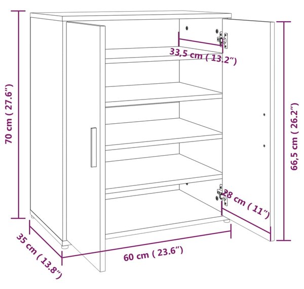 VidaXL Παπουτσοθήκη Γκρι Sonoma 60x35x70 εκ. από Επεξεργασμένο Ξύλο