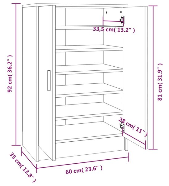 VidaXL Παπουτσοθήκη Καπνιστή Δρυς 60x35x92 εκ. από Επεξεργασμένο Ξύλο