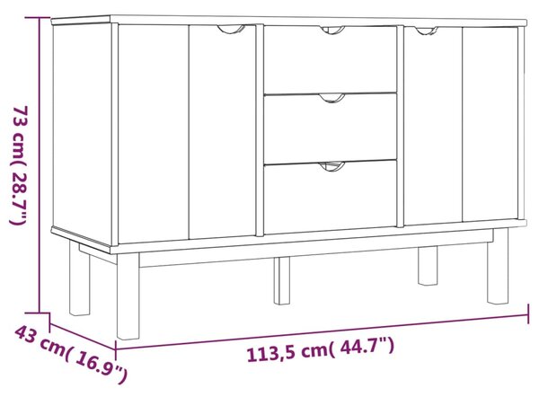 VidaXL Συρταριέρα OTTA Καφέ και Λευκό 113,5x43x73εκ. Μασίφ Ξύλο Πεύκου