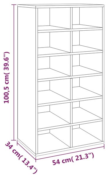 VidaXL Παπουτσοθήκη Γκρι Sonoma 54x34x100,5 εκ. από Επεξεργασμένο Ξύλο