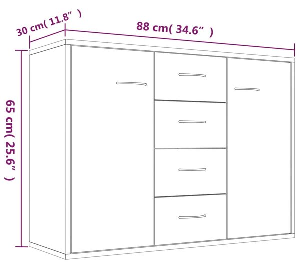 VidaXL Ντουλάπι Καφέ Δρυς 88 x 30 x 65 εκ. από Επεξεργασμένο Ξύλο