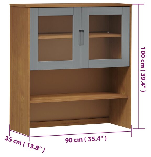 VidaXL Πάνω Μέρος Ψηλού Ντουλαπιού MOLDE Καφέ 90x35x100εκ. Μασίφ Πεύκο