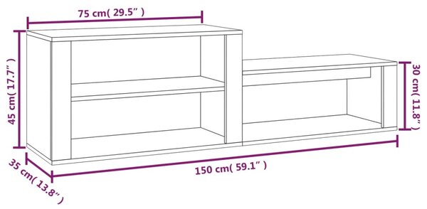 VidaXL Παπουτσοθήκη Γκρι Σκυροδέματος 150x35x45 εκ. Επεξεργασμένο Ξύλο