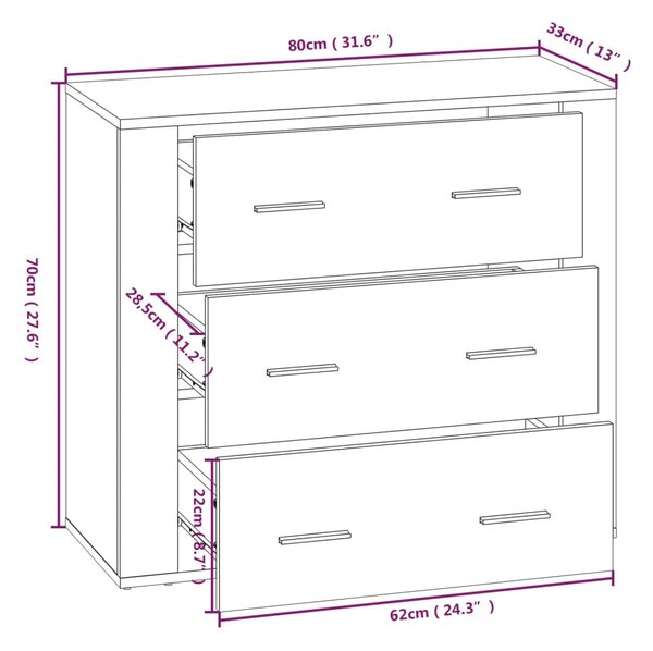 VidaXL Ντουλάπι Καφέ Δρυς 80x33x70 εκ. από Επεξεργασμένο Ξύλο