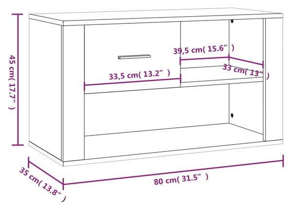 VidaXL Παπουτσοθήκη Λευκή 80 x 35 x 45 εκ. από Επεξεργασμένο Ξύλο