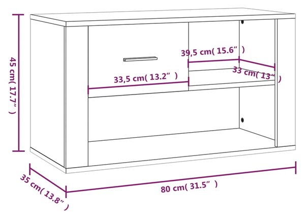 VidaXL Παπουτσοθήκη Καφέ Δρυς 80x35x45 εκ. από Επεξεργασμένο Ξύλο