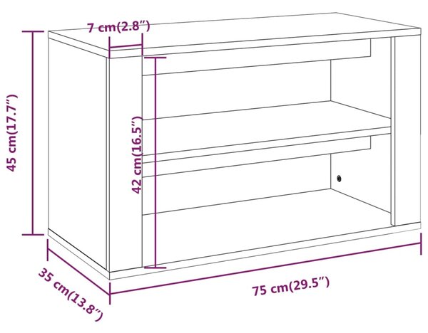 VidaXL Παπουτσοθήκη Λευκή 75x35x45 εκ. από Επεξεργασμένο Ξύλο