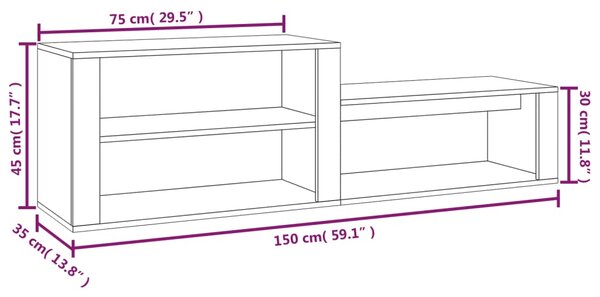 VidaXL Παπουτσοθήκη Μαύρο 150x35x45 εκ. από Επεξεργασμένο Ξύλο