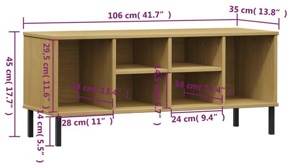 VidaXL Παπουτσοθήκη OSLO Καφέ 106x35x45 εκ. Μασίφ Ξύλο με Μεταλ. Πόδια