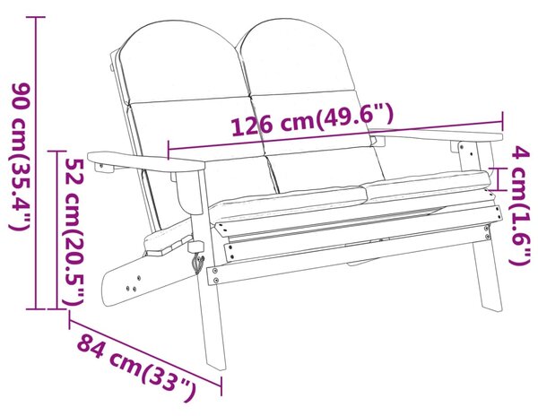 VidaXL Παγκάκι Κήπου Adirondack με Μαξιλάρια 126 εκ Μασίφ Ξύλο Ακακίας