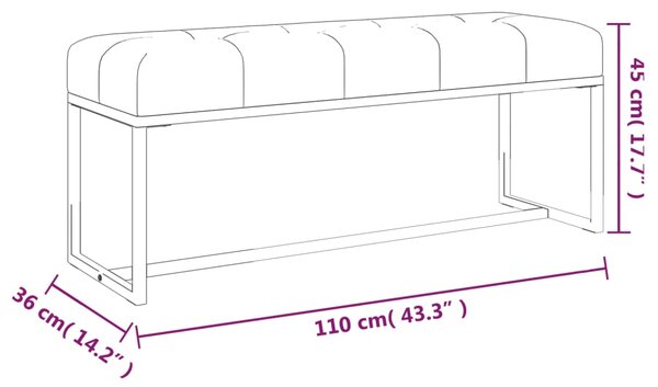 VidaXL Πάγκος Σκούρο Πράσινο 110 x 36 x 45 εκ. Βελούδινος