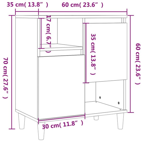 VidaXL Ντουλάπια 3 τεμ. Καπνιστή Δρυς 60x35x70 εκ. Επεξεργασμένο Ξύλο