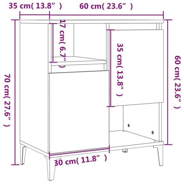 VidaXL Ντουλάπι 2 τεμ. Γκρι Sonoma 60x35x70 εκ. από Επεξεργασμένο Ξύλο