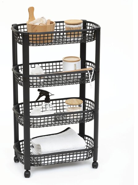 Τρόλεϊ/Ραφιέρα 4 Θέσεων (46.5x25.5x79) F-V Basket Trolley Black 189990A