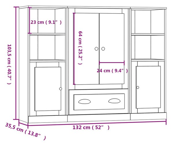 VidaXL Ντουλάπια 3 τεμ. Καφέ δρυς από Επεξεργασμένο Ξύλο