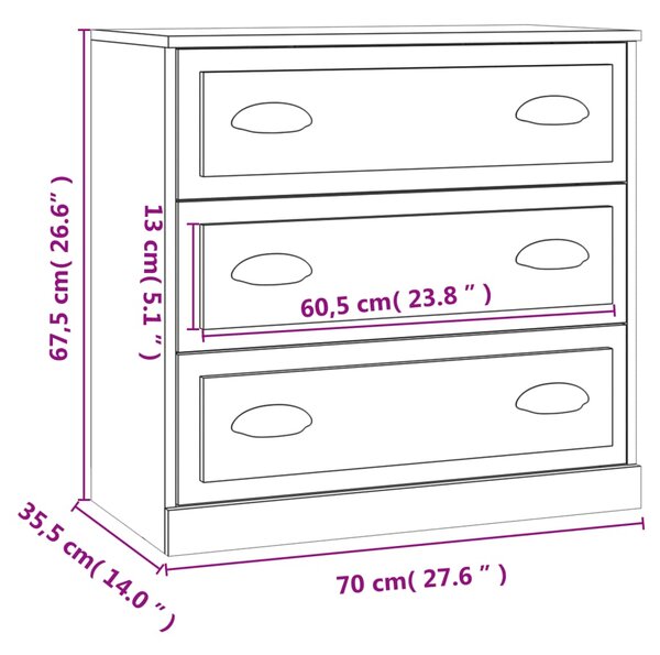 VidaXL Μπουφές Καφέ Δρυς 70x35,5x67,5 εκ. από Επεξεργασμένο Ξύλο