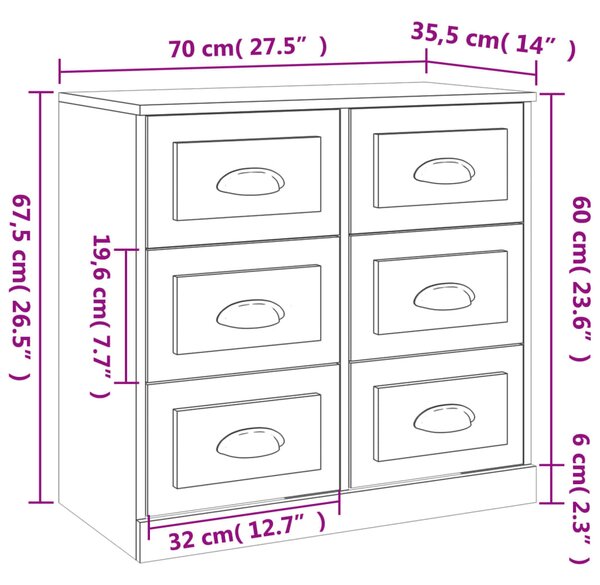 VidaXL Ντουλάπι Μαύρο 70 x 35,5 x 67,5 εκ. από Επεξεργασμένο Ξύλο