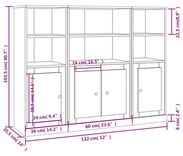 VidaXL Ντουλάπια 3 τεμ. Καφέ δρυς από Επεξεργασμένο Ξύλο