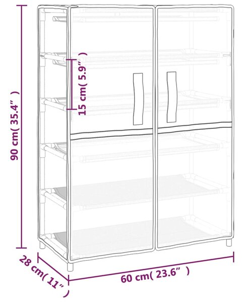 VidaXL Παπουτσοθήκη Μαύρη 60 x 28 x 90 εκ. Υφασμάτινη