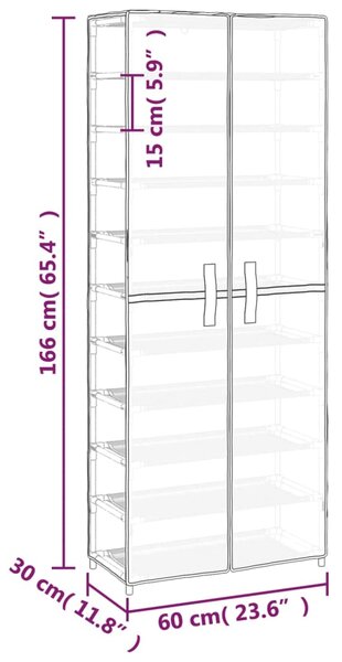 VidaXL Παπουτσοθήκη Γκρι 60 x 30 x 166 εκ. Υφασμάτινη