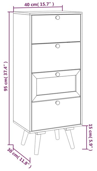 VidaXL Ντουλάπι με Συρτάρια 40 x 30 x 95 εκ. από Επεξεργασμένο Ξύλο