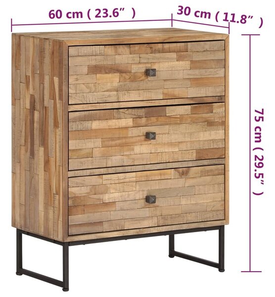 VidaXL Μπουφές Ψηλός 60 x 30 x 75 εκ. από Μασίφ Ανακυκλωμένο Ξύλο Teak