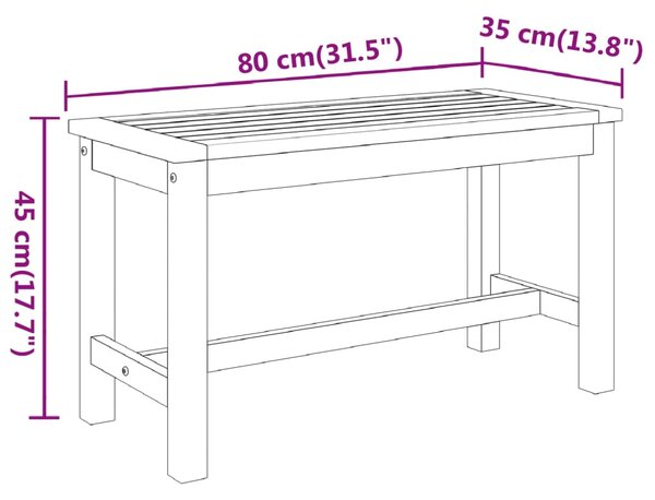 VidaXL Παγκάκι Κήπου 80 x 35 x 45 εκ. από Μασίφ Ξύλο Ακακίας