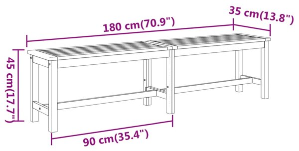 VidaXL Παγκάκι Κήπου 180x35x45 εκ. από Μασίφ Ξύλο Ακακίας