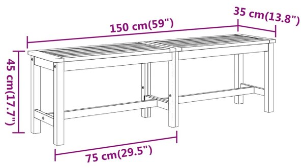 VidaXL Παγκάκι Κήπου 150 x 35 x 45 εκ. από Μασίφ Ξύλο Ακακίας