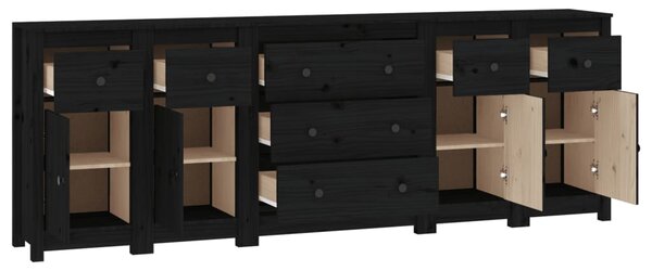 VidaXL Ντουλάπι Μαύρος 230x35x80 εκ. από Μασίφ Ξύλο Πεύκου