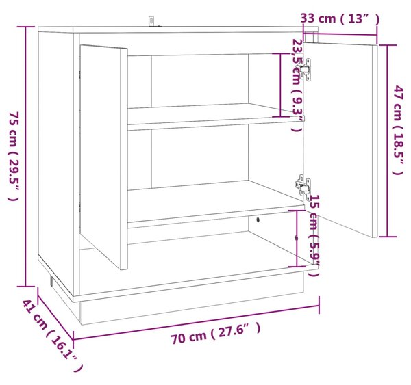 VidaXL Μπουφές Γκρι Σκυροδέματος 70x41x75 εκ. Επεξεργασμένο Ξύλο