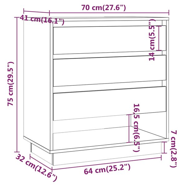 VidaXL Μπουφές Γκρι Sonoma 70x41x75 εκ. από Επεξεργασμένο Ξύλο