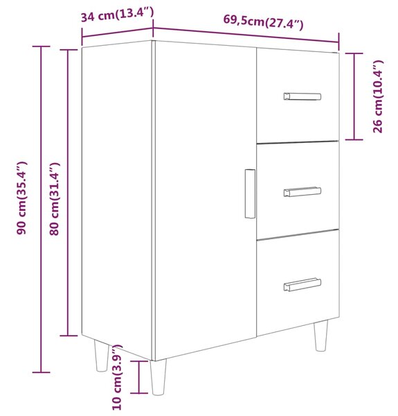 VidaXL Ντουλάπι Γυαλιστερό Λευκό 69,5x34x90 εκ. Επεξεργασμένο Ξύλο