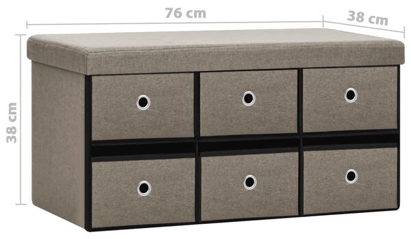 VidaXL Πάγκος Αποθήκευσης Πτυσσόμενος Taupe 76x38x38 εκ Συνθετικό Λινό