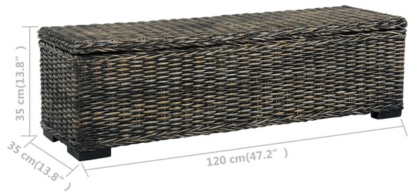 VidaXL Μπαούλο Αποθήκευσης Μαύρο 120 εκ. Ρατάν Kubu/Μασίφ Ξύλο Μάνγκο